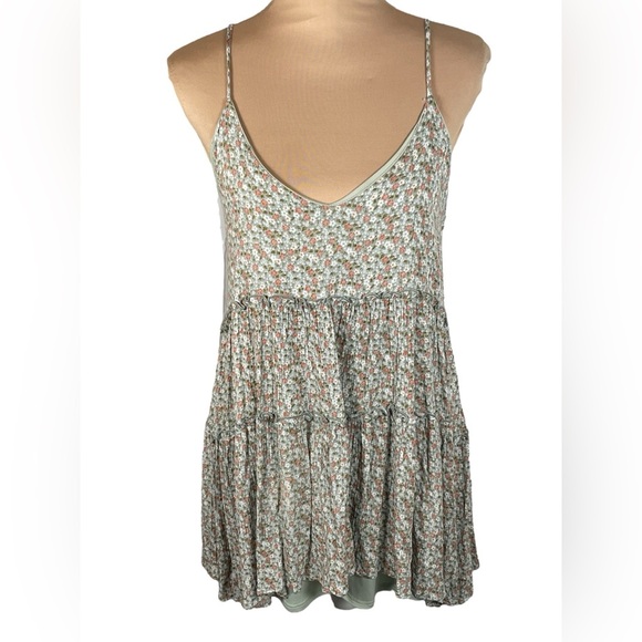 Altar'd State Floral Tiered Dress - Green and Pink - Picture 1 of 5